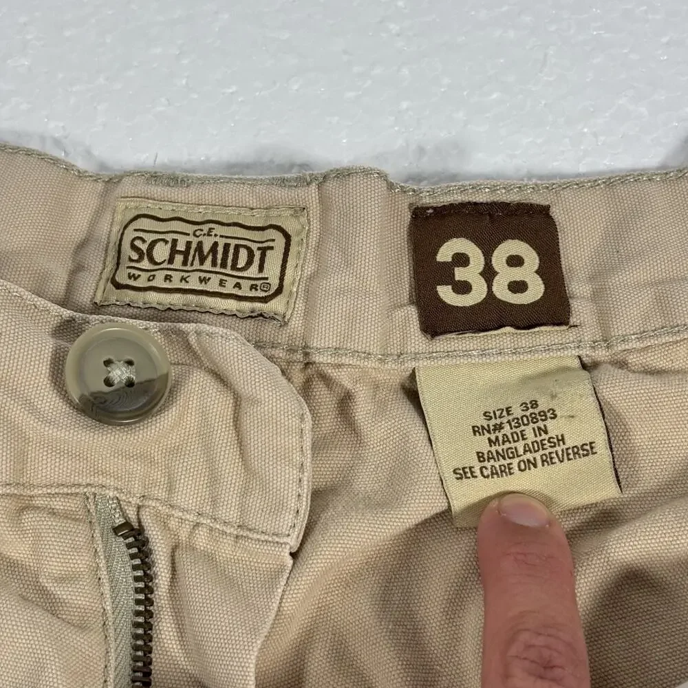 Men's C.E. SCHMIDT Workwear Solid Beige Cargo‎ Cotton Shorts Size 38